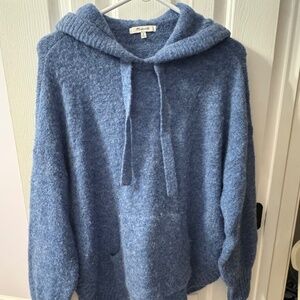 Madewell Cozy Blue Hooded Sweater Sz Medium